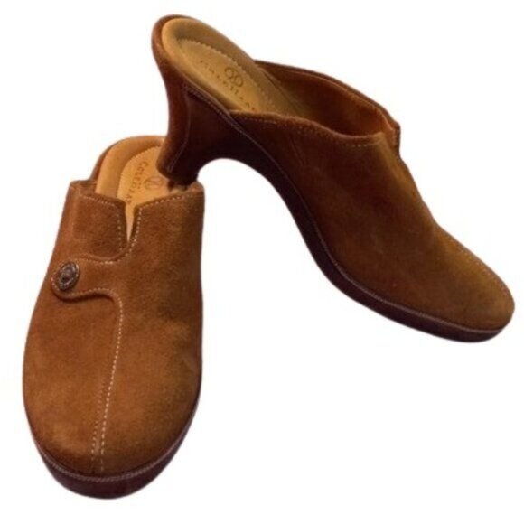 Cole Haan Size 9B Womens Brown Suede Slip-On Mule Heeled Shoes Made In Brazil - Picture 1 of 9